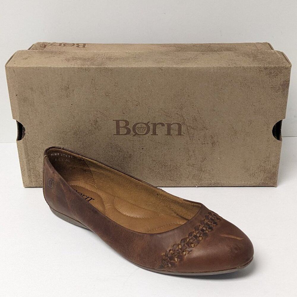 Born Madeleine Ballet Flats, Brown Leather, Women's 8.5 M